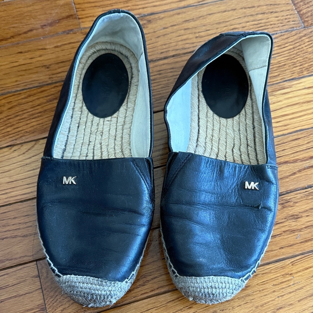 Michael Kors Black Leather Espadrilles